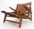Hunting Chair in Teak Thick Leather Upholstery Lounge Chair MINT
