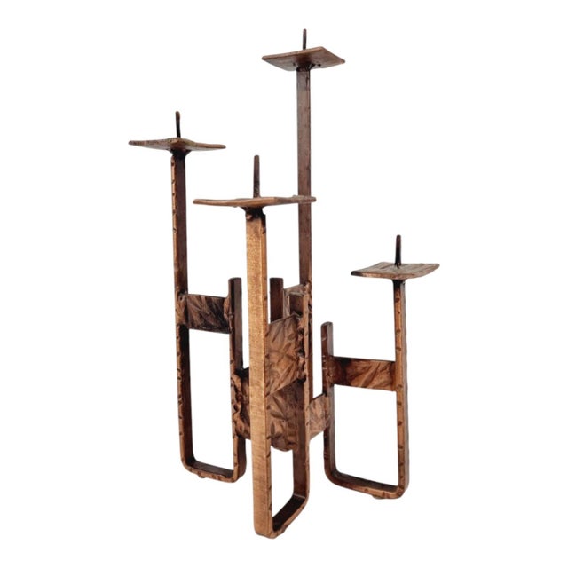 Brutalist Copper Artisan Candlestick, 1970s For Sale - Image 11 of 11