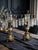 Pair of Antique Victorian Ormolu & Porcelain 5-Arm Candelabras with Crystal Prisms Stunning 19th Century Rococo Revival...