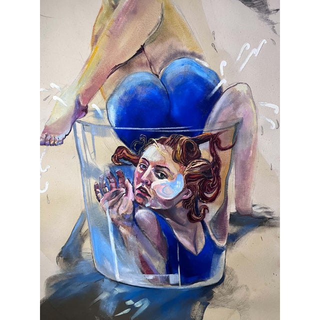 Circus High Diver Into Glass With Sketches Unstretched Heavy Canvas Good studio condition; raw edges as shown. See photos...