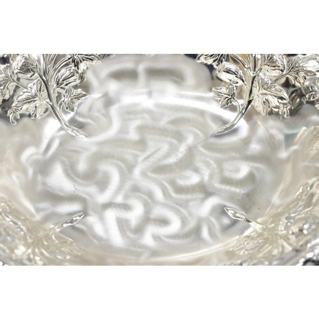 Vintage WMF Germany Ikora Silver Plated Brass Floral Repousse Nut Dish Bowl For Sale - Image 4 of 16
