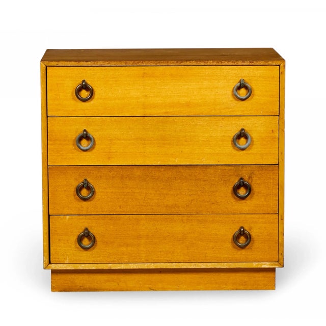 American Mid-Century Walnut and Brass Ring 4-Drawer Chest - a Pair ...