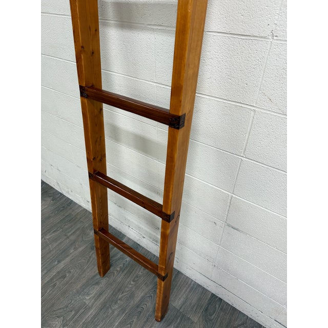 Farmhouse Vintage 86 Inch Solid Pine Blanket Ladder For Sale - Image 3 of 10