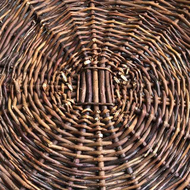 Rustic Twig Basket Tray With Rope Handles For Sale - Image 9 of 12
