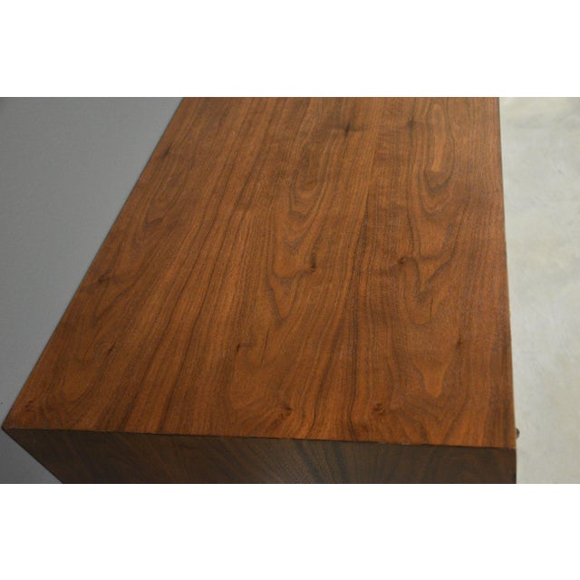 Wood 1960s Refinished Modern Walnut 36” Cabinet Credenza For Sale - Image 7 of 10