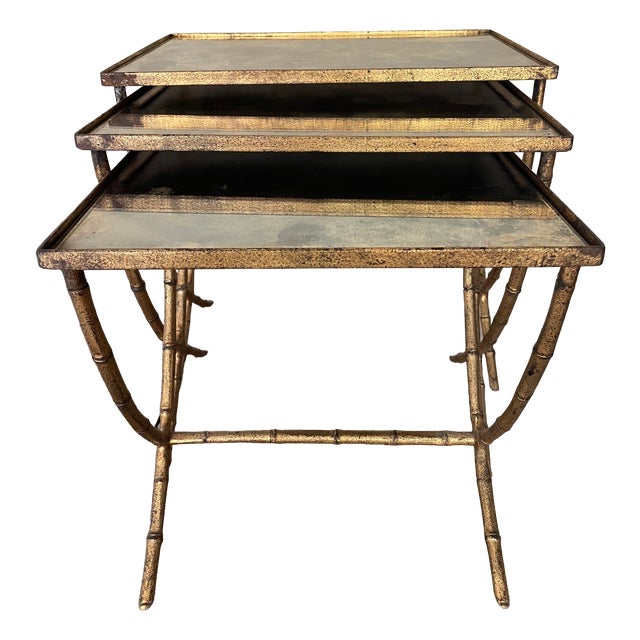 Nesting Tables attributed to Bagues Company, 1960s, Set of 3 For Sale