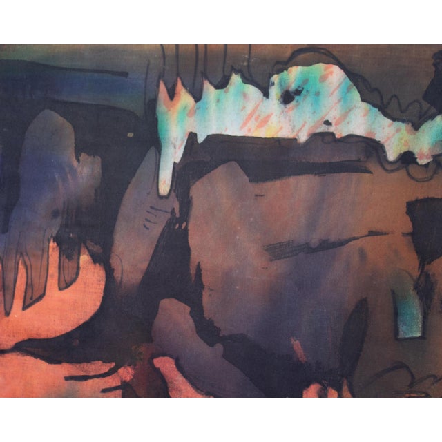 Late 20th Century Signed Abstract Wax Painting Batik by Harry Hilson For Sale - Image 4 of 7