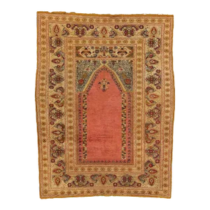 Antique Turkish Ghiordes Silk Prayer Rug - 04'00 X 05'03