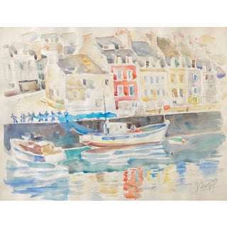 Moses Bagel Bahelfer, Polish French Judaica Watercolor Gouache Painting Original Bauhaus Yiddish Art For Sale