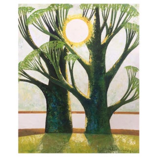 Laimdots Murnieks, Two Trees and the Sun, 2002, Oil on Cardboard For Sale