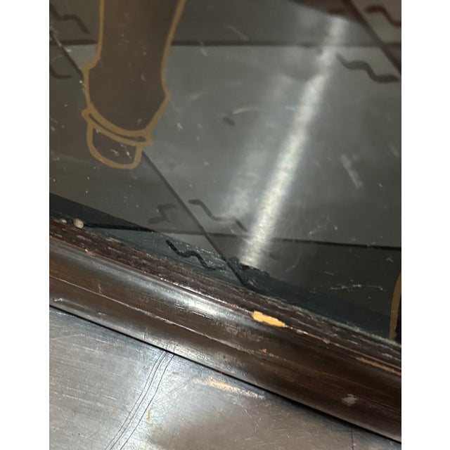 1940s Chinese Reverse-Painted Glass Girl Portrait in Lacquered Frame For Sale - Image 6 of 8