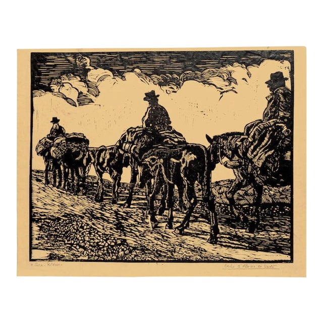 Night Returne - Original Woodcut by C. D'Aloisio Da Vasto - Mid 1900 Mid 1900 For Sale