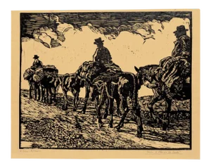 Night Returne - Original Woodcut by C. D'Aloisio Da Vasto - Mid 1900 Mid 1900