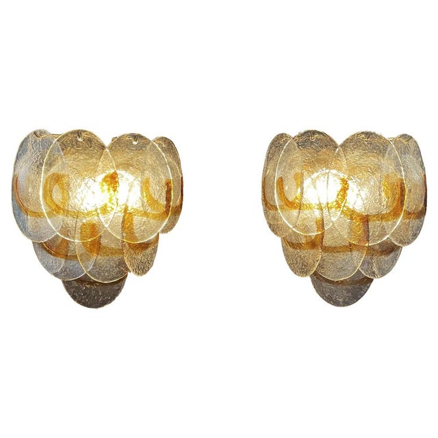 Vintage Italian Murano Wall Lights in Trasparent and Amber Glass, 1970, Set of 2 For Sale - Image 18 of 18