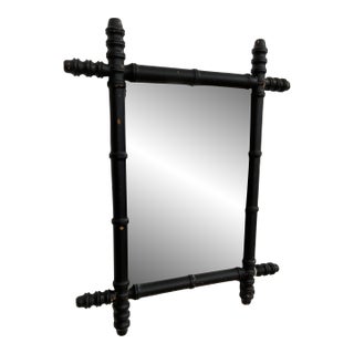 Early 20th C. Antique Faux Bamboo French Provincial Mirror For Sale