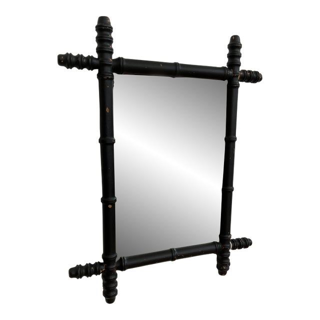 Early 20th C. Antique Faux Bamboo French Provincial Mirror For Sale