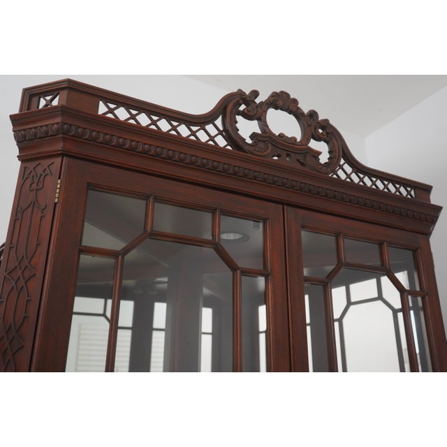 Brown Henkel Harris Chippendale Mahogany Corner China Cabinet For Sale - Image 8 of 18