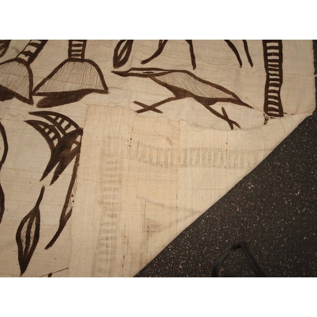 Vintage White African Hand Painted Linen Cloth Textiles Geometric Figures For Sale - Image 10 of 12