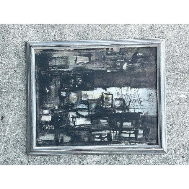 Vintage Framed Abstract Painting For Sale In West Palm - Image 6 of 12