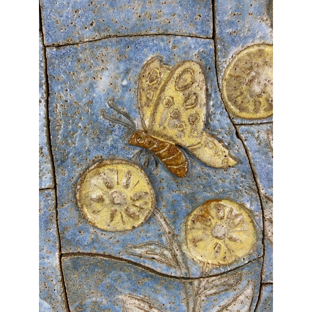 Wood Sculptural Pottery Tile Scene, Framed For Sale - Image 7 of 9