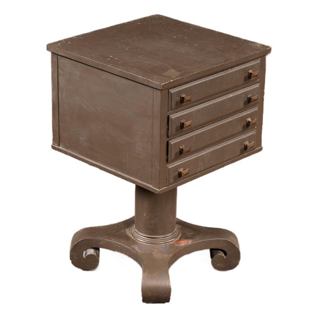 Mid-Century Pedestal-Base Painted Wood Sheet Music Cabinet For Sale