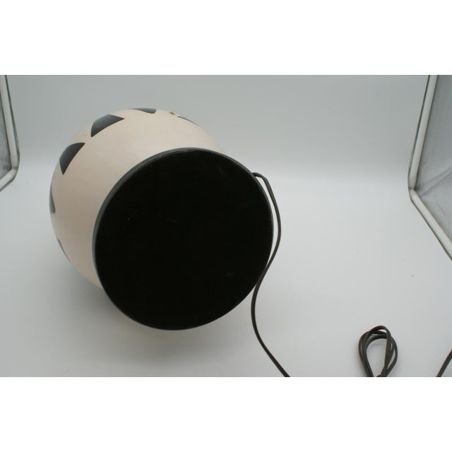 Late 20th Century Black & Ivory Geometric Chulucanas Pottery Lamp – Handcrafted Peruvian Art Large Egg Vase Shape For Sale In Wichita - Image 6 of 8