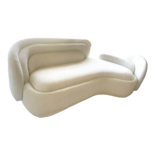 Bernard White Boucle Curved Sofa For Sale