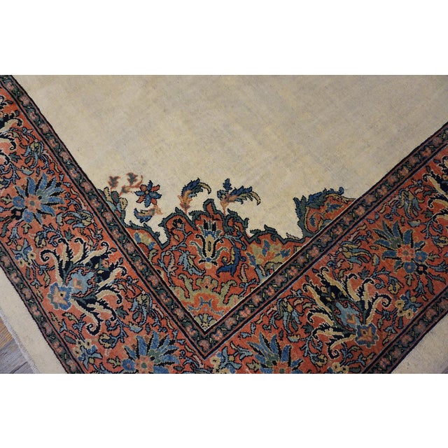 Splendid Ivory and Light Pink With Medallion Design Antique Farahan Rug For Sale - Image 4 of 12