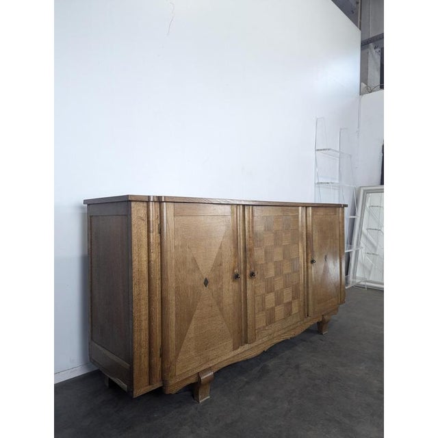 Art Deco Oak Sideboard with Checkerboard Marquetry, 1940s For Sale - Image 10 of 12