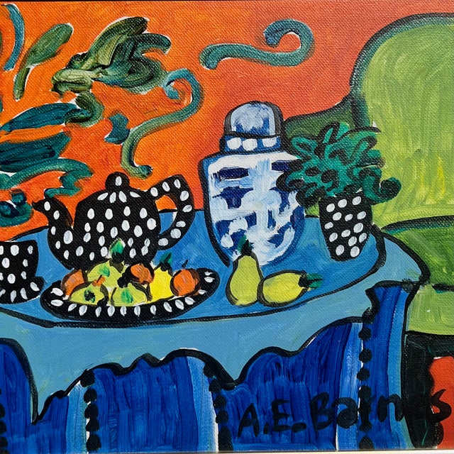 A. E. Barnes Original Still Life of Table Setting, Signed & Framed For Sale - Image 4 of 6