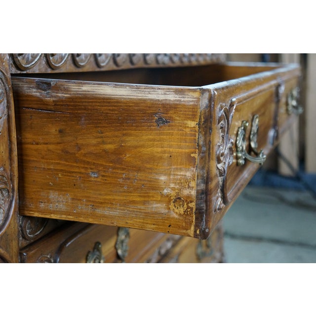 Vintage Italian French Country Louis XV Carved Walnut Commode Chest Dresser For Sale - Image 17 of 18