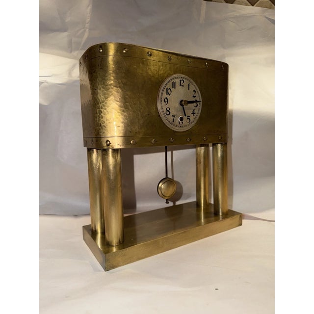1900 - 1909 Antique German Arts & Crafts Portico Clock For Sale - Image 5 of 12