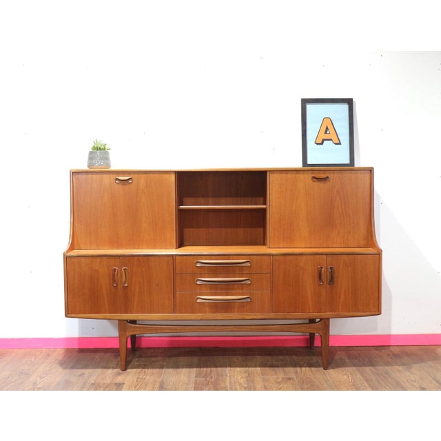 1960s Mid Century Modern Vintage Teak Tall Credenza Sideboard Buffet in the Style of G Plan Danish Style For Sale - Image 13 of 14