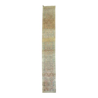 Early 20th Century Zabihi Collection Rare Long Blue Gray Pink Persian Malayer Runner - 2'9" x 19'8" For Sale