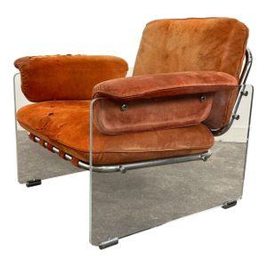 1970s Italian Pol Flex Artegna Lucite & Chrome Lounge Chair