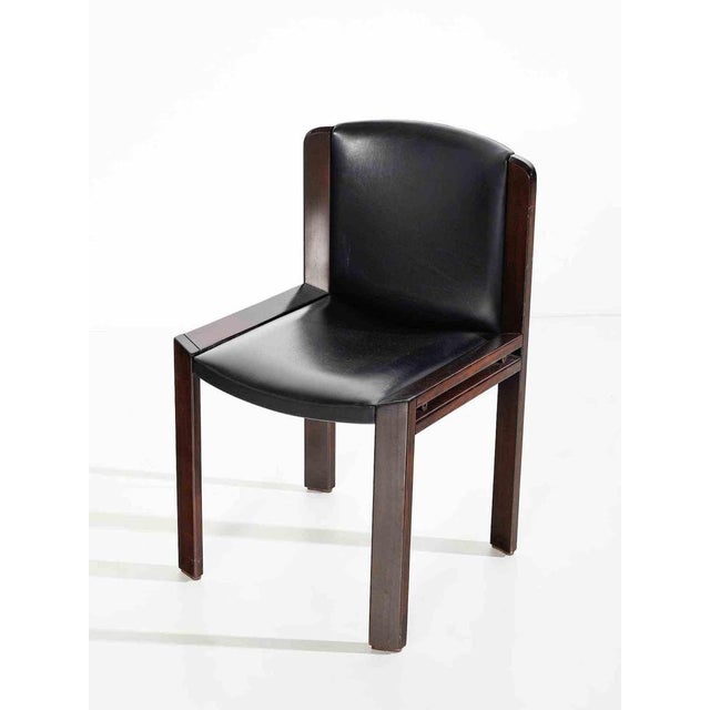 Joe Colombo Chairs in Lacquered Wood and Skai by Joe Colombo for Pozzi, Italy, 1966, Set of 4 For Sale - Image 4 of 9