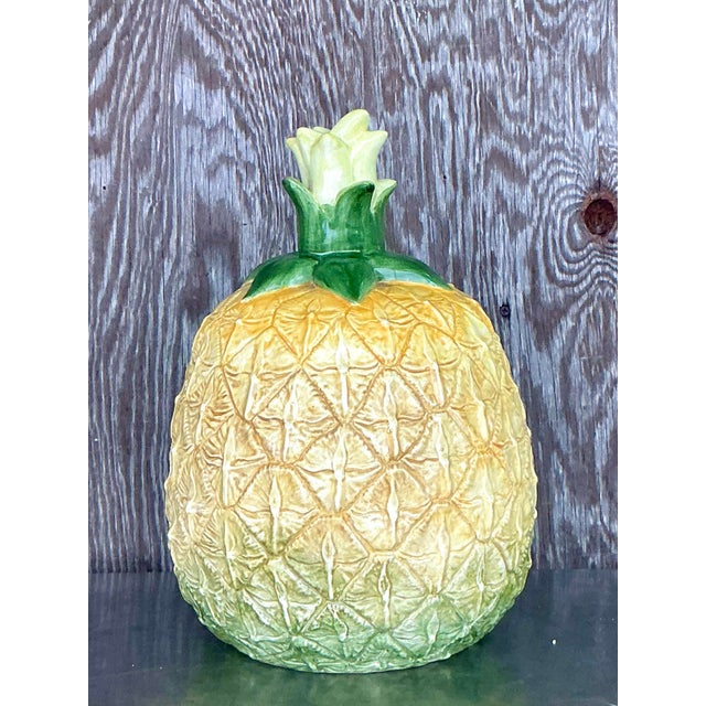 Vintage Monumental Glazed Ceramic Pineapple For Sale - Image 4 of 6