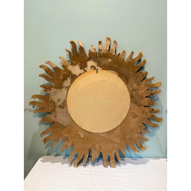 Vintage Gold Sunburst Wall Mirror; Hollywood Regency Style For Sale - Image 4 of 5