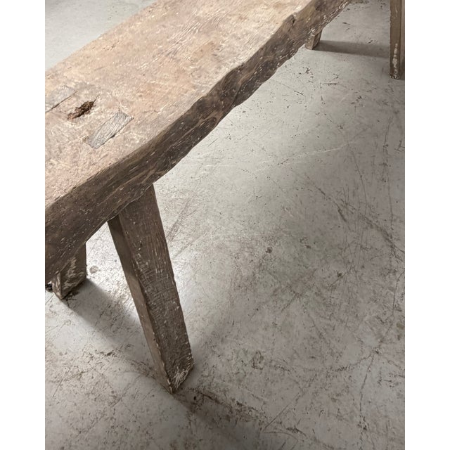 Wood Large Rustic Pig Bench Console, 1920s For Sale - Image 7 of 8