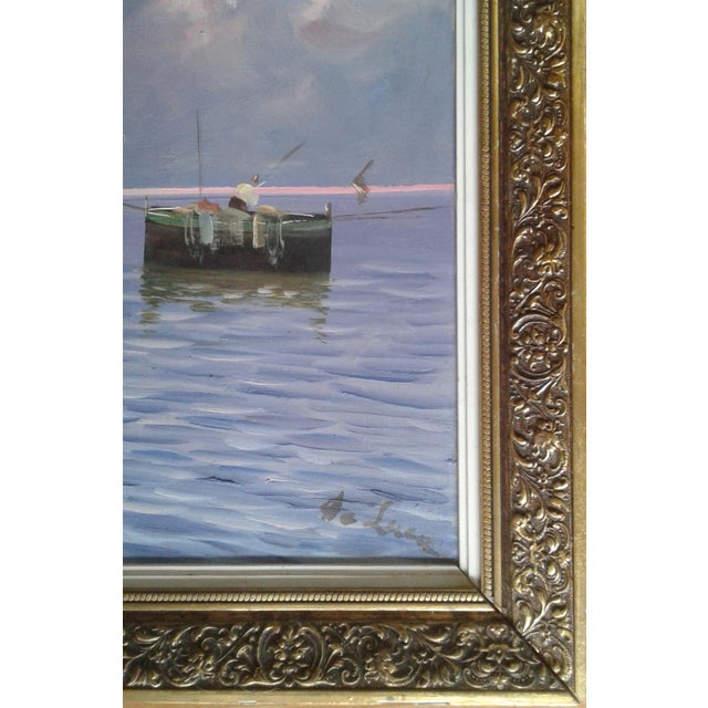 Early 20th Century Italian Impressionist Marine Seascape Oil Painting Signed Luigi De Luca For Sale - Image 9 of 9