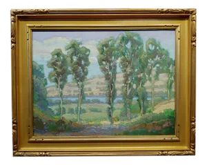 Gary Lang - Tree Line Landscape at the Carlsbad Lagoon -Oil Painting