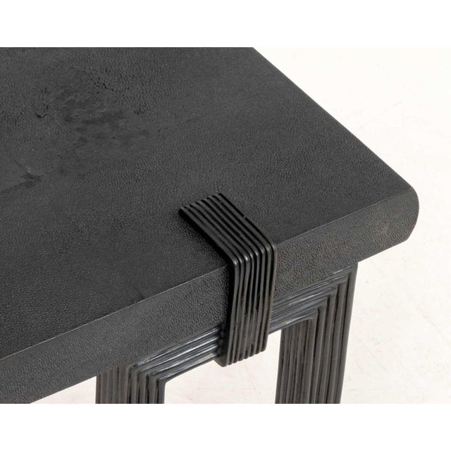 Late 20th Century R&y Augousti Style Black Shagreen Coffee Table For Sale - Image 5 of 8