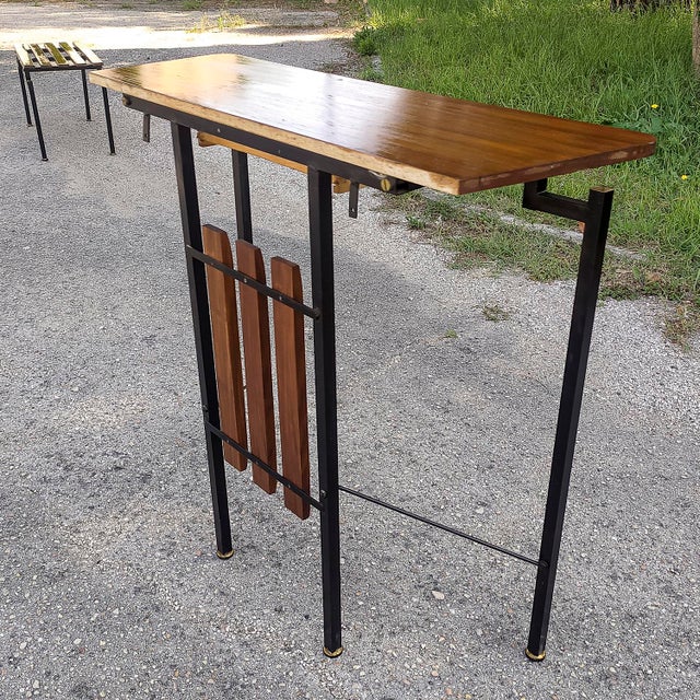 Iron Entrance Console Table with Brass Details, Denmark, 1960s For Sale - Image 18 of 18
