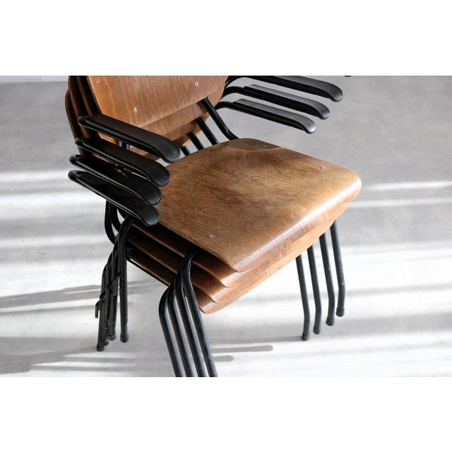 Wood Vintage Industrial Stackable School Chair, 1960s For Sale - Image 7 of 10