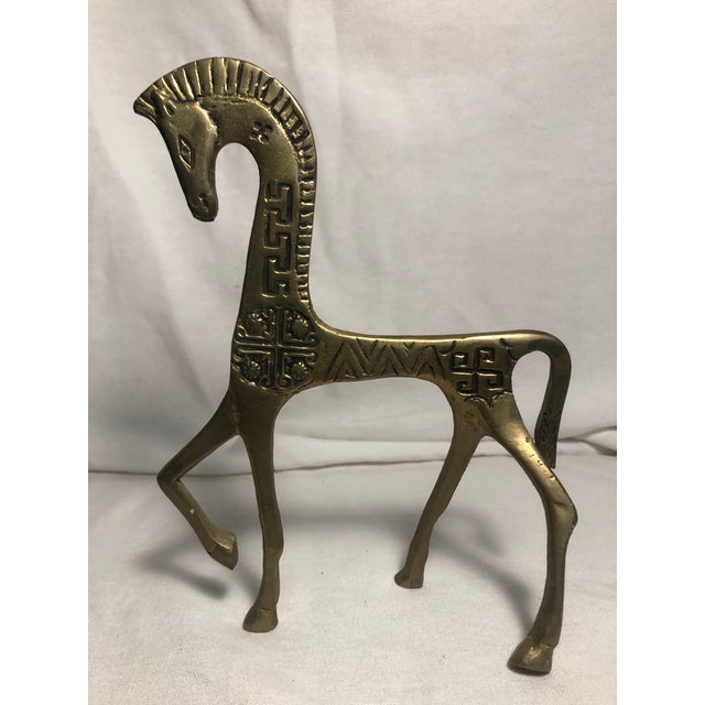 Mid Century Frederic Weinberg Style Brass Etruscan Horses - Set of 2 For Sale - Image 10 of 11