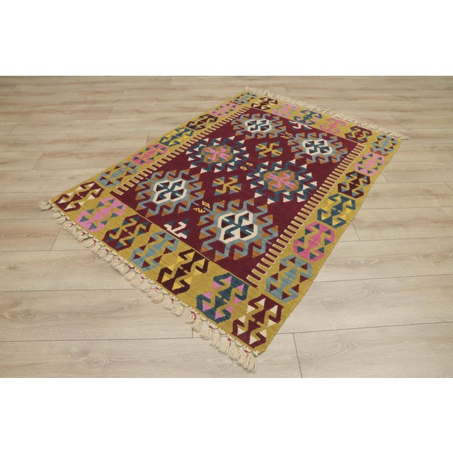 1980s Tribal Style Turkish Handmade Oushak Kilim Rug For Sale - Image 4 of 13