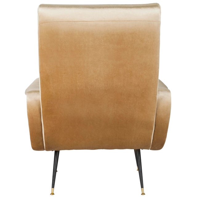 2020s Velvet Retro Mid Century Accent Chair in Camel For Sale - Image 5 of 9
