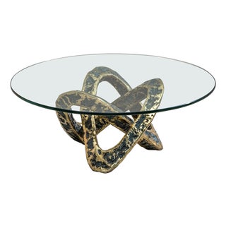 Coffee Table with Bronze Base, Late 20th Century For Sale
