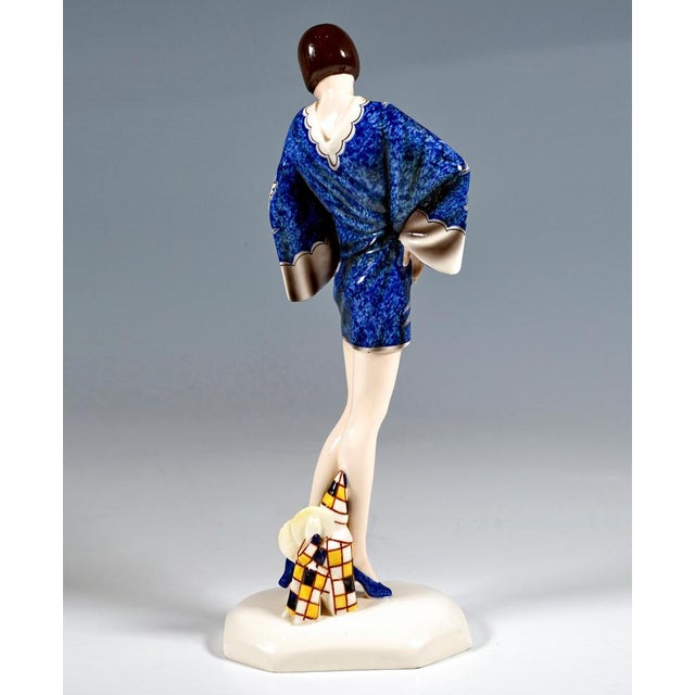 Art Deco Young Lady in Kimono Figurine by Stephan Dakon for Goldscheider Manufactory of Vienna, 1930 For Sale - Image 3 of 9