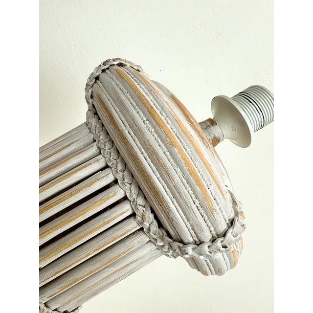 Wood Large Italian Pencil Reed Bamboo Table Lamp, 1970s For Sale - Image 7 of 12